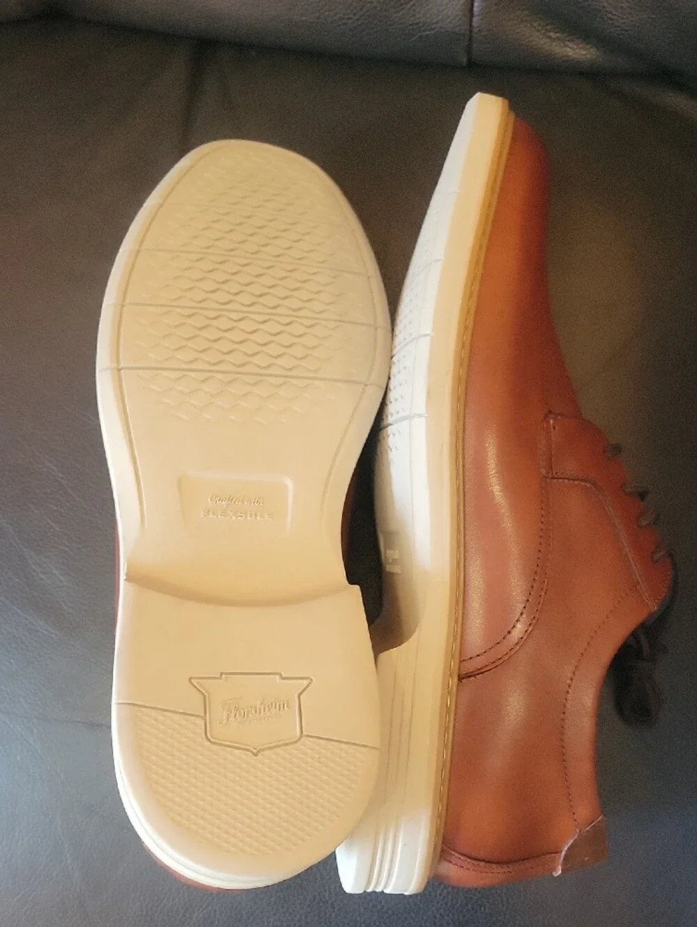Florsheim Brown Leather Lace-Up Oxfords with Yellow Insole